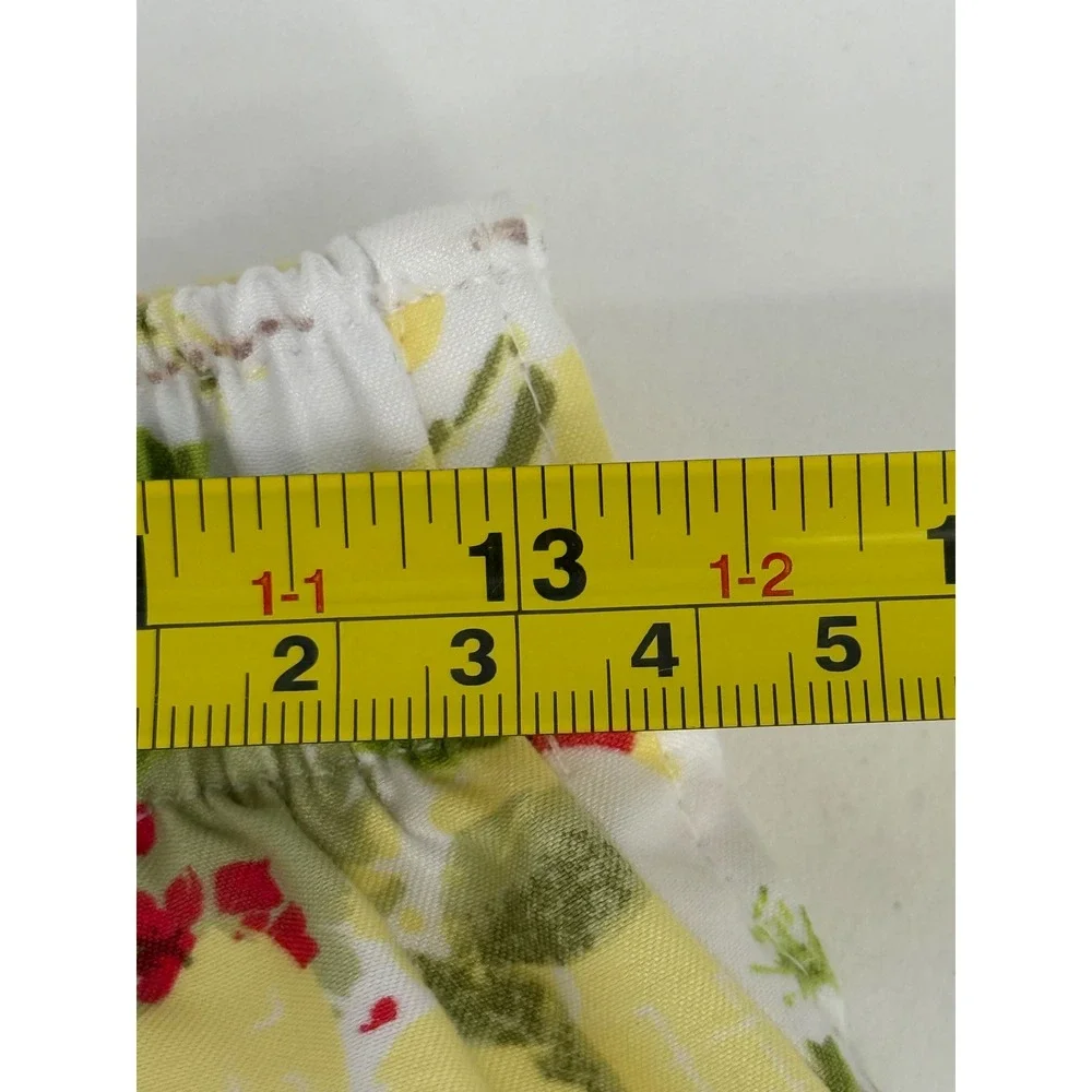 Alia Womens Floral Cropped Pants Red Green Yellow Elastic Waist Sz 8 Wide Leg